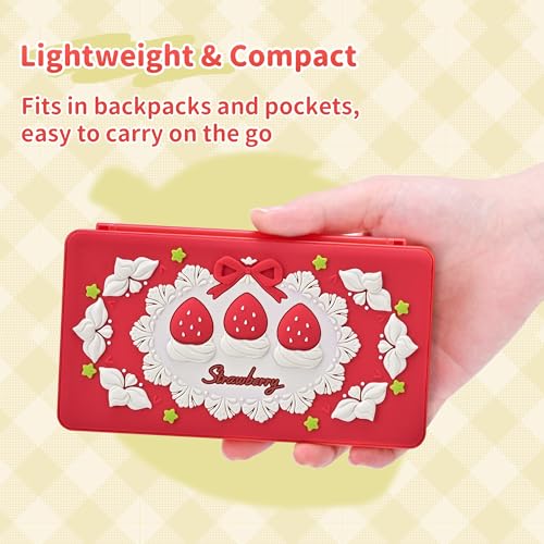 GeekShare Switchゲームカードケース Switch対応 ゲームカード収納ケース switchゲームソフト24点収納 マイクロSDカード MicroSDカード収納ケース 24+24 春のイチゴ