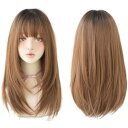 ウィッグ ストレート レデース ロング ぱっつん前髪 フルウィッグ セミロング wig かつら 自然 小顔 普段使い かつら ファッション ロングウィッグ おし...