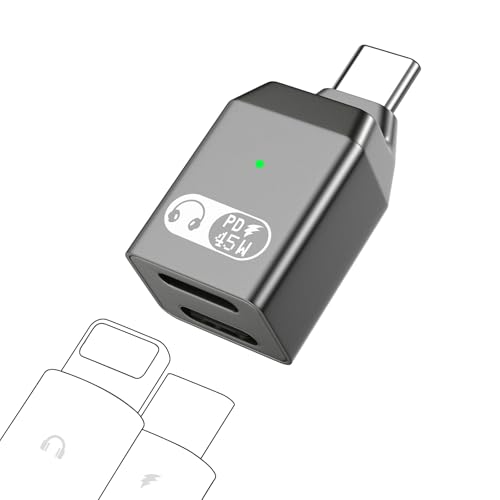 MoKo ライトニングからType-C変換用 イヤホンアダプター 2in1デュアルポート 充電と音楽同時に使える ..