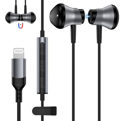 iPhone イヤホン 有線 ライトニング 「2025改良型」 lightning イヤホン マイク付き HIFI音質 DACチップ内蔵 アイフォン 純正 イヤホン 磁気吸着設計 音量調節 通話可能 遅延なし 騒音低減 iPhone 14/13/12/11/SE/X/XS/XR/iPad/iPod対応