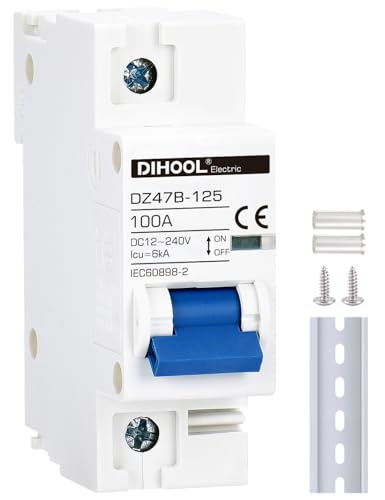 DIHOOL 直流回路遮断器 1 極 DC 12-240V 100A ミニチュアサーキットブレーカー, 太陽光パネルコントローラー用,太陽光発電システムの太陽光パネル用