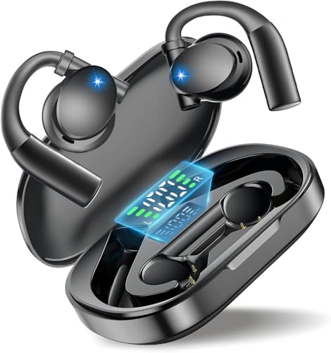 イヤホン Bluetooth 空気伝導イヤホン ワイヤレスイヤホンマイク付き オープンイヤー イヤホン 骨伝導イヤホンの進化 ながら聴きイヤホン 耳掛け式 究極のフィット感 ハンズフリー通話可能 音漏れを抑え