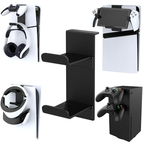 新登場PS5 Pro対応PS5 Pro対応コントローラホルダー、ヘッドホンスタンド、PS5 Slim/PS5/Xbox/PS5 VR2/PS Portal用、ゲームパッドスタンド、取付簡単、軽量 ヘッドホンスタンド、側面吊り下げ ヘッドフォン、収納