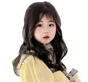 子供 ウイッグ キッズ向け カツラ セミロング カール ガールズ フルウィッグ ふわふわ ぱっつん前髪 可愛い wig 軽量 仮装 七五三 発表会 誕生会 つけ毛 仮装 お宮参り (ブラック)