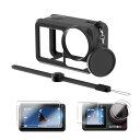 適用 DJI Osmo Action 5 Pro 保護ケース シリコン 保護カバー Osmo Action 5 Pro アクセサリー シリコンケース レンズキャップ ストラップ DJI Action5 PRO 専用フィルム 強化ガラス