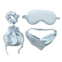 SUZIYER アイマスク 4個セット 睡眠用 カチュ-シャ ゴム 収納袋 通気性 遮光 快眠グッズ プレゼント ギフト 可愛い 贈り物 (ブルー)(4)