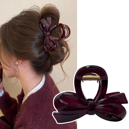 Natunofu ヘアクリップ 大きめ クリップ 髪留め クリップ しっかりとまる バレッタ ヘアアクセサリー リボン バレッタ 大きめ おしゃれ バンスクリップ 大きめ 毛量多い 大人 可愛い リボン 髪飾り 丈夫 強力 hair clip 髪クリップ 簡約 日常