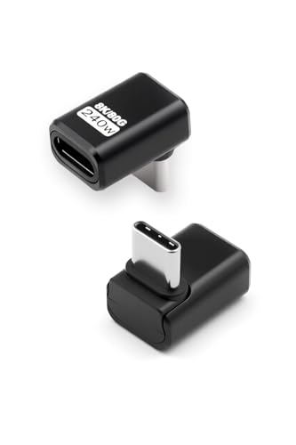 Duttek 240W USB Type-c l字アダプタ、80Gbps L型USB Cオスメス変換アダプタ、USB Type c l字型 変換アダプタ PD急速充電、8k@60hzビデオ対応、サンダーボルト5/4/3対応 (2個)