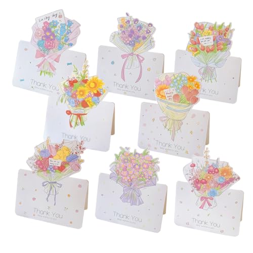 メッセージ カード ありがとう お祝いカード 花束 花 フラワー ブーケ 型 薔薇 ローズ グリーディング お祝い 祝福24枚thankyou