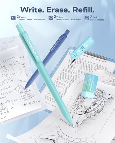 Four Candies ブルー系文房具セット ゲルインクペン 修正テープ パステル蛍光ペン シャープペン 付箋・インデックス付き 勉強用 文具セット 入学祝い 学生・学校用エッセンシャル sinuchihonpo-10037491 真打本舗 楽天市場店 サンプル画像2