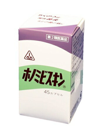 ◆ホノミビスキンは、蓄膿症といった鼻づまりの症状や鼻炎を改善するために考え出された生薬製剤です。 ◆ホノビスキン中のキキョウ・キジツ・シャクヤクは鼻腔・副鼻腔内に溜まった膿汁を排泄するように働き、ケイガイ・ビャクシ・シンイは鼻に生じる不快な症状を改善します。レンギョウ・ジュウヤク・ソウジは蓄膿症や鼻炎の改善を早めるように働き、センキュウは蓄膿症や鼻炎の回復を手助けするように働きます。 【効能・効果】 蓄膿症(慢性副鼻腔炎、上顎洞化膿症)、急性副鼻腔炎(急性上顎洞炎)、急性慢性鼻カタル、鼻茸の初期 【用法・用量】 次の量を随時、コップ半分以上のぬるま湯にて服用して下さい。 注)「随時服用」とは食前・食間(食後2~~3時間)・食後のいつ服用してもよいことを指しますが、胃腸の弱い方は食後の服用がよいでしょう。 [年齢:1回量:1日服用回数] 大人:3カプセル:1〜3回 15歳未満10歳迄:2カプセル:1〜3回 10歳未満5歳迄:1カプセル:1〜3回 5歳未満:服用しないこと 【用法・用量に関連する注意】 (1)用法・用量を厳守すること。 (2)小児に服用させる場合には、保護者の指導監督のもとに服用させること。 【成分・分量】9カプセル(3600mg)中 濃縮エキス100mg (ケイガイ500mg・レンギョウ500mg) ビスキンサン3500mg (キキョウ2000mg・キジツ1000mg・ジュウヤク1500mg・センキュウ1000mg・ソウジ3000mg・ビャクシ1000mg・シャクヤク末1500mg・シンイ末1000mg) 添加物として青色1号、赤色3号、黄色5号、酸化チタン、ゼラチン、ラウリル硫酸ナトリウムを含有する。 ・本剤はエンジ色（キャップ）と黄色（ボディ）の二色のカプセル剤で、その内容物は茶褐色で、味は苦い粉末です。 ・本剤は天然の生薬を原料としていますので、内容物の色調は多少異なることがありますが、効果に変わりはありません。 【使用上の注意】 ■相談すること 1．次の人は使用前に医師、薬剤師又は登録販売者に相談すること (1)医師の治療を受けている人。 (2)妊婦又は妊娠していると思われる人。 (3)胃腸の弱い人。 (4)高齢者。 (5)次の症状のある人。：高熱 2．服用後、次の症状があらわれた場合は副作用の可能性がある 　ので、直ちに服用を中止し、この文書を持って医師、薬剤師又は 　登録販売者に相談すること 　　・皮膚：発疹・発赤、かゆみ 　　・消化器:吐き気・嘔吐、食欲不振、胃部不快感 3．1ヵ月位(急性副鼻腔炎、急性鼻カタルに服用する場合には1週間 　位)服用しても症状がよくならない場合は服用を中止し、この 　文書を持って医師、薬剤師又は登録販売者に相談すること 4．他の医薬品等を併用する場合には、含有成分の重複に注意する 　必要があるので、医師、薬剤師又は登録販売者に相談すること 【保管及び取扱い上の注意】 (1)直射日光の当たらない湿気の少ない涼しい所に保管すること。 (2)小児の手の届かない所に保管すること。 (3)他の容器に入れ替えないこと。 　(誤用の原因になったり品質が変わる。) 【お問い合わせ】 剤盛堂薬品株式会社　学術部 TEL 073-472-3111 受付時間　9:00〜12:00 13:00〜17:00 (土、日、祝日を除く) ◎使用上の注意をよくお読みの上ご使用ください 　お問い合わせは、TEL：047-323-6860 　　　　　　　　mail：kampo@sinyakudo.com商品名：ホノミビスキン 剤形：カプセル メーカー：剤盛堂薬品株式会社 生産国：日本 商品区分：第2類医薬品 広告文責：有限会社新薬堂薬局 電話番号：047-323-6860 当店で販売する医薬品は、特に記述がない限り、使用期限が最短でも10ヶ月以上のものを販売しております。（※使用期限が製造より最長1年未満の医薬品については例外といたします。） ◎使用上の注意をよく読んだ上でそれに従い適切に使用してください 「医薬品販売に関する記載事項」はこちら