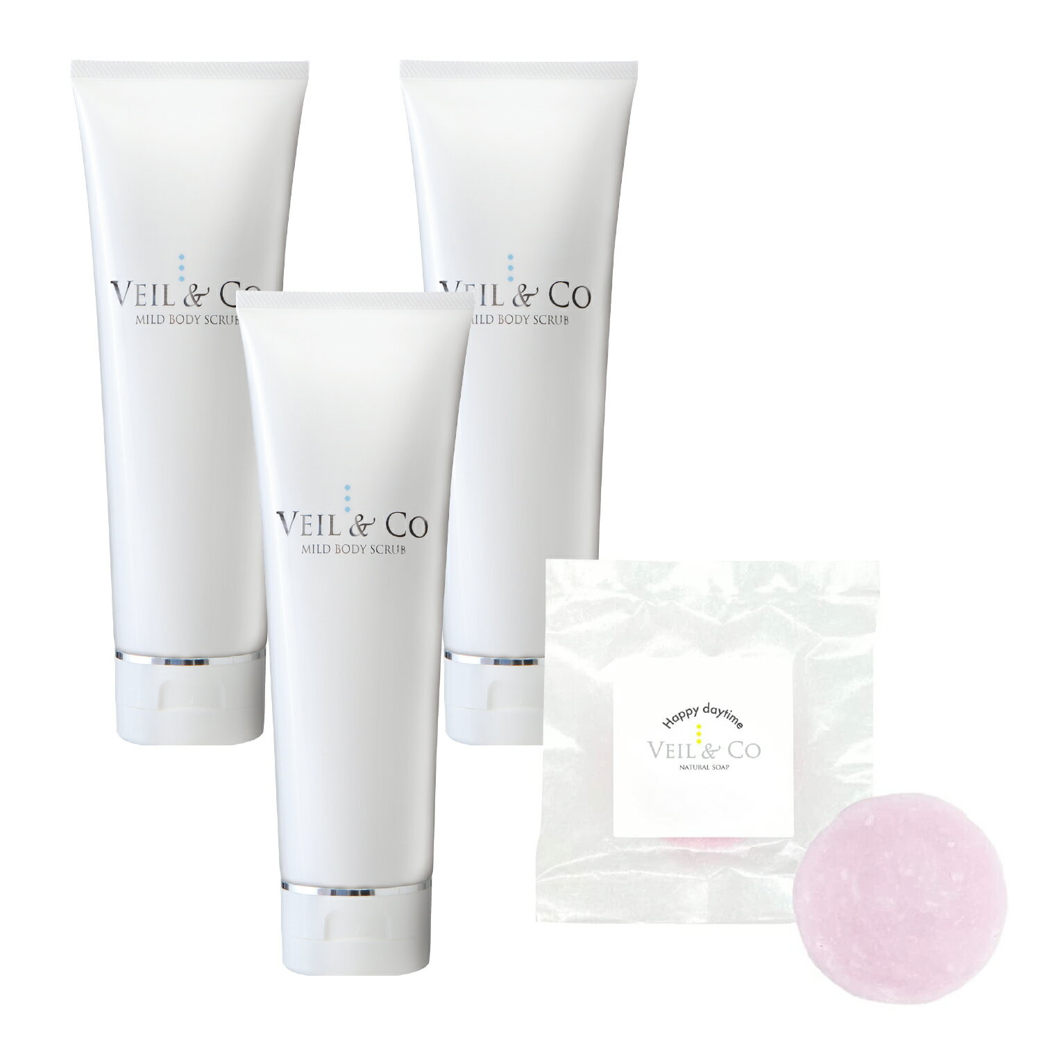【VEIL&Co】ベールアンドコー マイルドボディスクラブ 3本 + ナチュラルソープ 1個 (2025年 福袋)