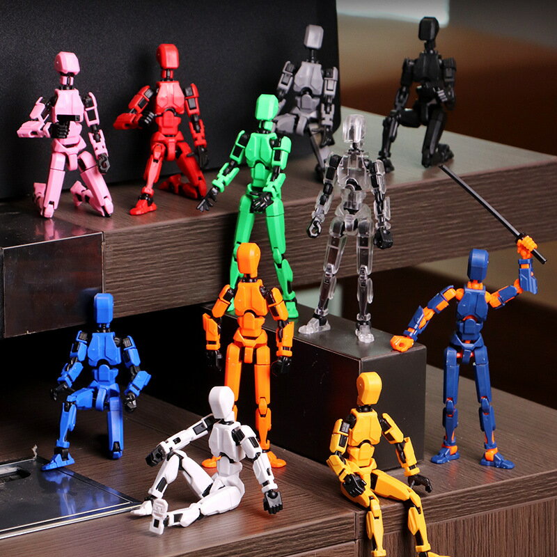 3Dアクションフィギュア 6点セット ストレス解消人形 おもちゃ 全身ロボット ロボットアクションフィギュア 3D プリント多関節可動 13関節可動の3Dダミー人形 ミニアクションフィギュア フルジョイントロボット玩具 ダイニングテーブル コーヒーテーブル 机 本棚