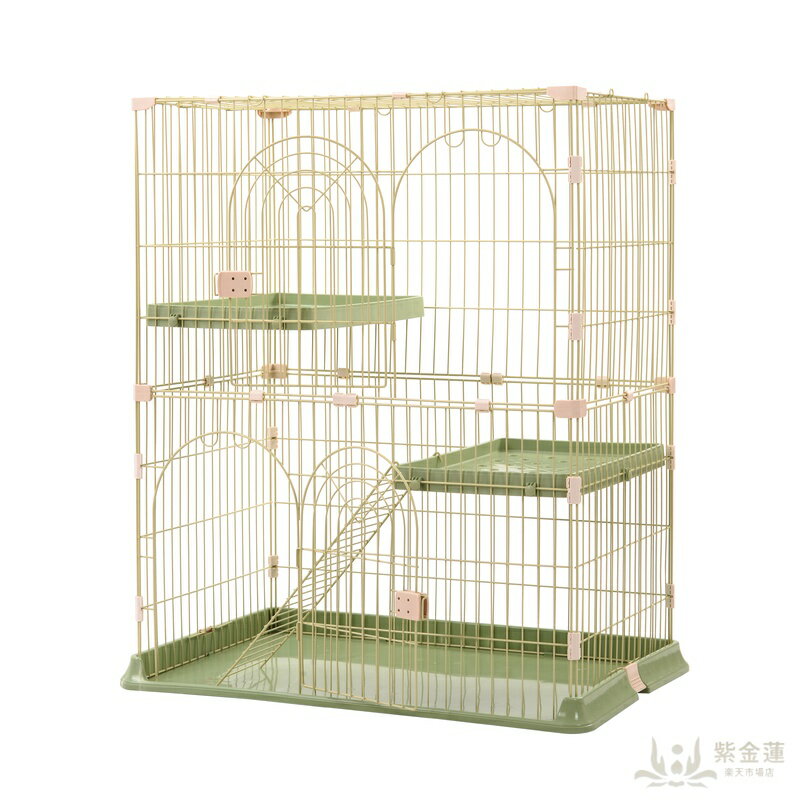 樂天商城 - おしゃれ 猫 ケージ キャットケージ 2段 猫ゲージ おしゃれ キャットハウス ネコ ハウス 多段 留守番 保護 脱走防止 多頭飼いペットケージ【グリーン】【M】