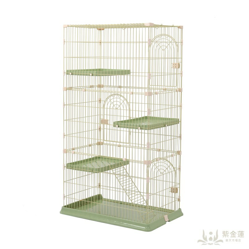 樂天商城 - 猫 ケージ キャットケージ 3段 猫ゲージ おしゃれ キャットハウス ネコ ハウス 多段 留守番 保護 脱走防止 多頭飼い 多頭 ペットケージ【グリーン】【M サイズ】