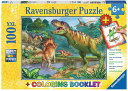 恐竜の世界　塗り絵付き　Ravensburger　ラベンスバーガー　ジグソーパズル　パズル　100ピース 　49cm x 36cm　Disney Puzzle