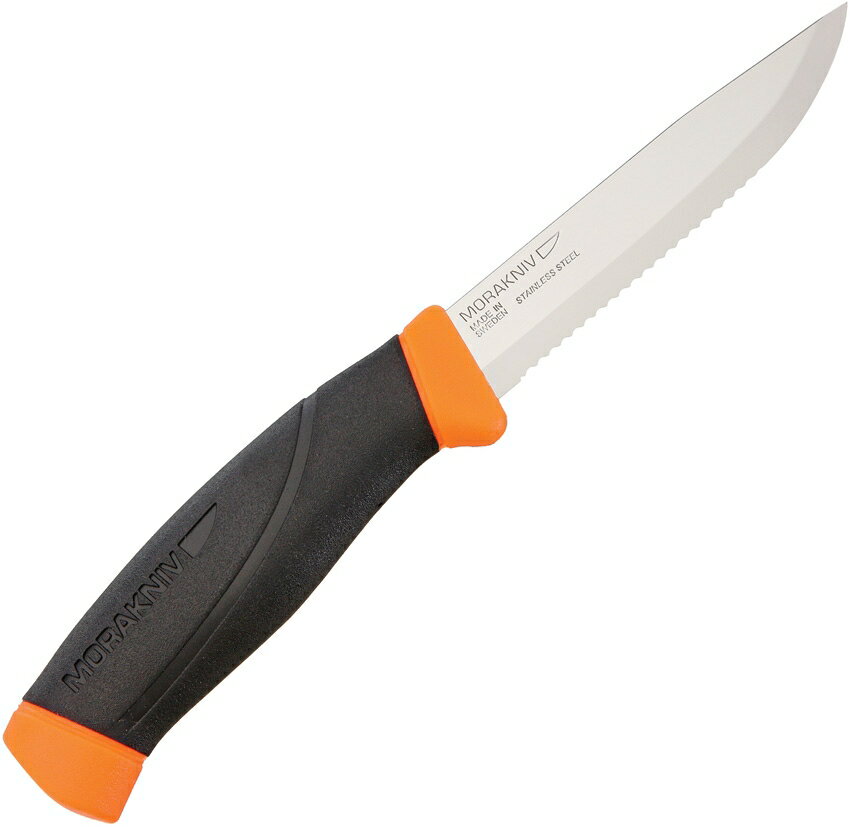 製品仕様 商品名 Mora kniv Companion F Serrated モーラナイフ コンパニオン　F　セレイテッド　オレンジ　ステンレススチール　プラスチックシース付　半波刃　日時指定不可 仕様 ブレード材:ステンレススチール ハンドル材:樹脂+ラバー 全長:218mm ブレード長:104mm 重量:116g 刃形状:半波刃 プラスチックシース付 ご注意事項 モニターの発色の具合によって実際のものと色が異なる場合がございます。ご了承ください。到着日時指定出来ません。 指定されても指定無しで発送します。ご注意下さい。 その他商品説明 スウェーデン製高品質ナイフ。