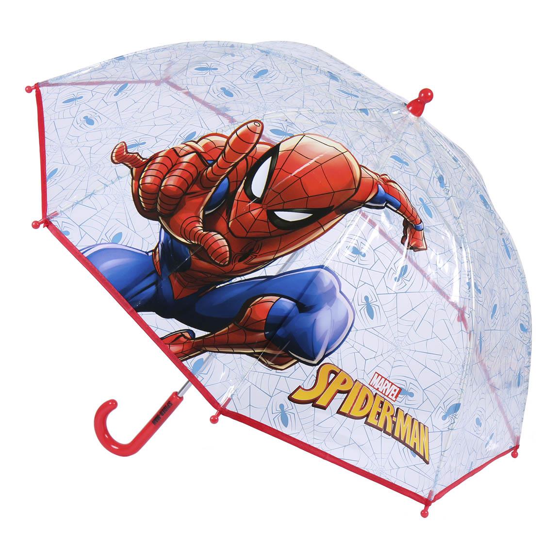 スパイダーマン SPIDERMAN 子供用 傘 手開き マニュアルオープン 透明 全長63cm 親骨サイズ47cm 直径72cm umbrella 到着日時指定は平日午前のみ