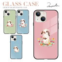 iPhone16e ケース iPhone16 iPhone16Pro iPhone15 iPhone15Pro iPhone14 iPhone14 Pro iPhone14 Plus iPhoneSE 第3世代 iPhone13 iPhone13Pro iPhone12 Pro ガラスケース 背面ガラス 背面 ガラス 強化ガラス TPU 9H まーち イラスト うさぎ 兎 動物
