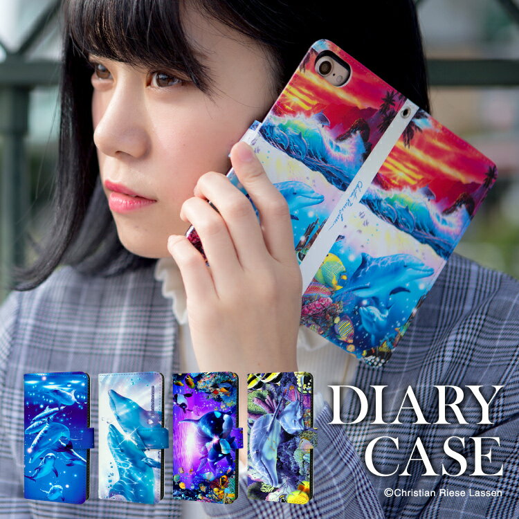 Galaxy A36 5G SC-54F ケース 手帳型 Galaxy A25 5G スマホケース Galaxy S25 Galaxy S25 Ultra Galaxy A55 5G / Galaxy S24 Ultra / Galaxy S24 / Galaxy A54 5G / Galaxy S23 Ultra / Galaxy A23 / Galaxy A53 携帯 カバー クリスチャン ラッセン イルカ 海