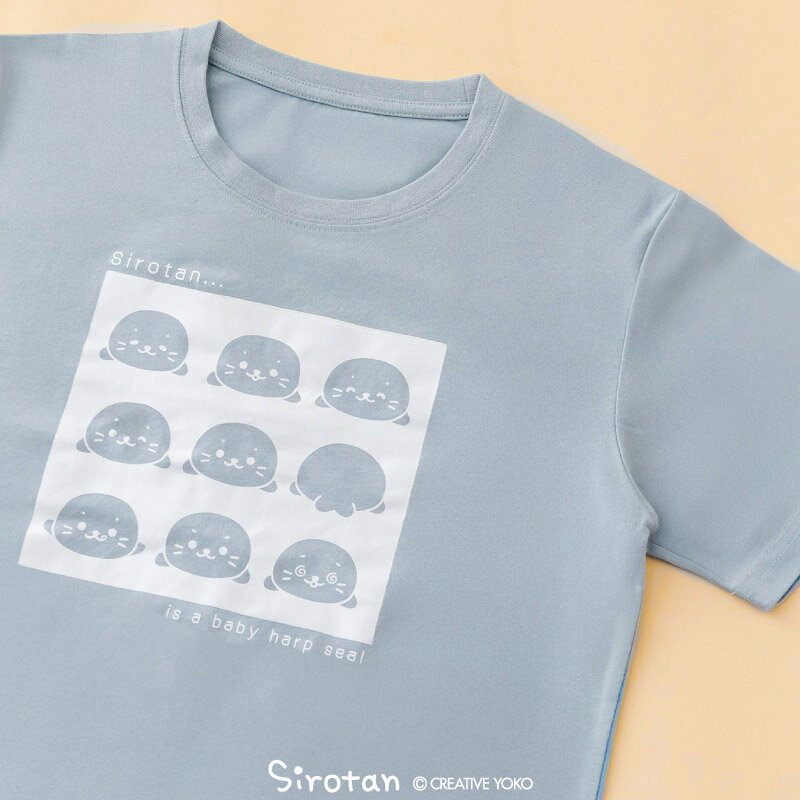 しろたん Tシャツ 半袖 《いろんなおかお》 レディース メンズ ブルーグレー色 S/M/L/XL ユニセックス 男女兼用 大人 カジュアル お揃い カットソー...