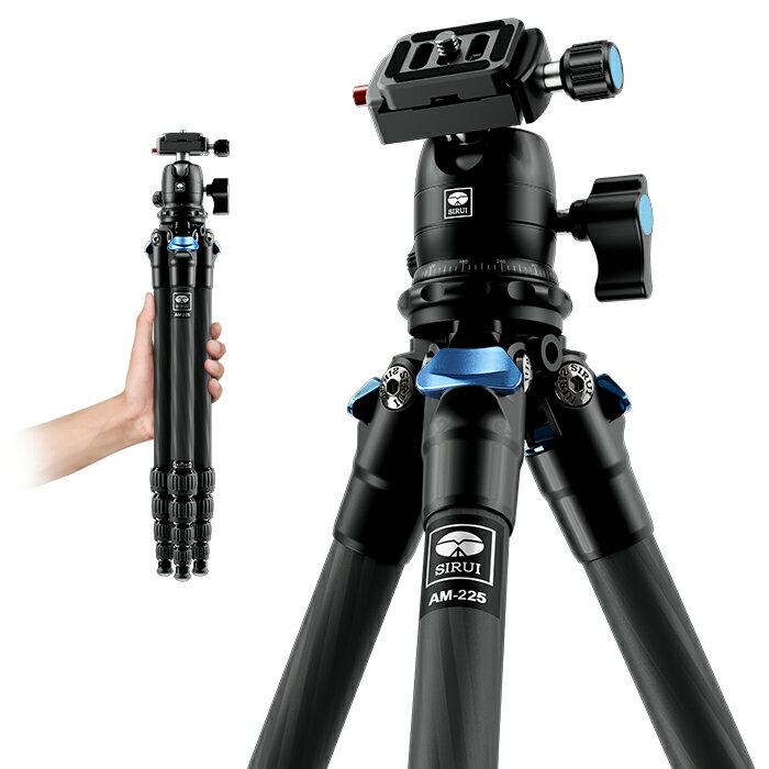 [20%オフ&P5] SIRUI ｜シルイ AM-225+B-00K｜カーボンファイバー三脚｜5段伸縮｜360°自由雲台｜930g超..