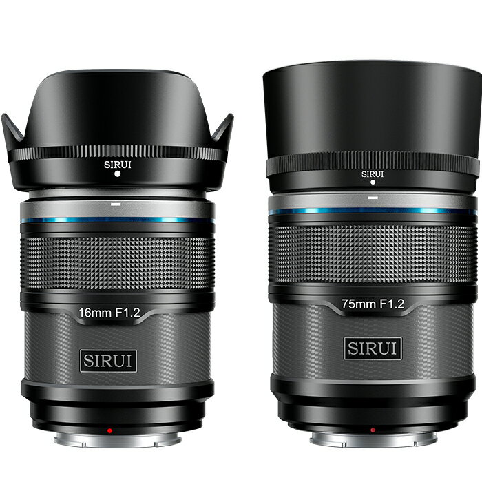 SIRUI シルイ Sniper F1.2 AF レンズ 2本セット｜16mm＋75mm｜単焦点｜APS-C対応｜高速AF｜軽量設計｜E X Zマウント対応｜ブラック/シルバー/ホワイト｜広角・中望遠｜スナップ・ポートレート・Vlog・写真向け
