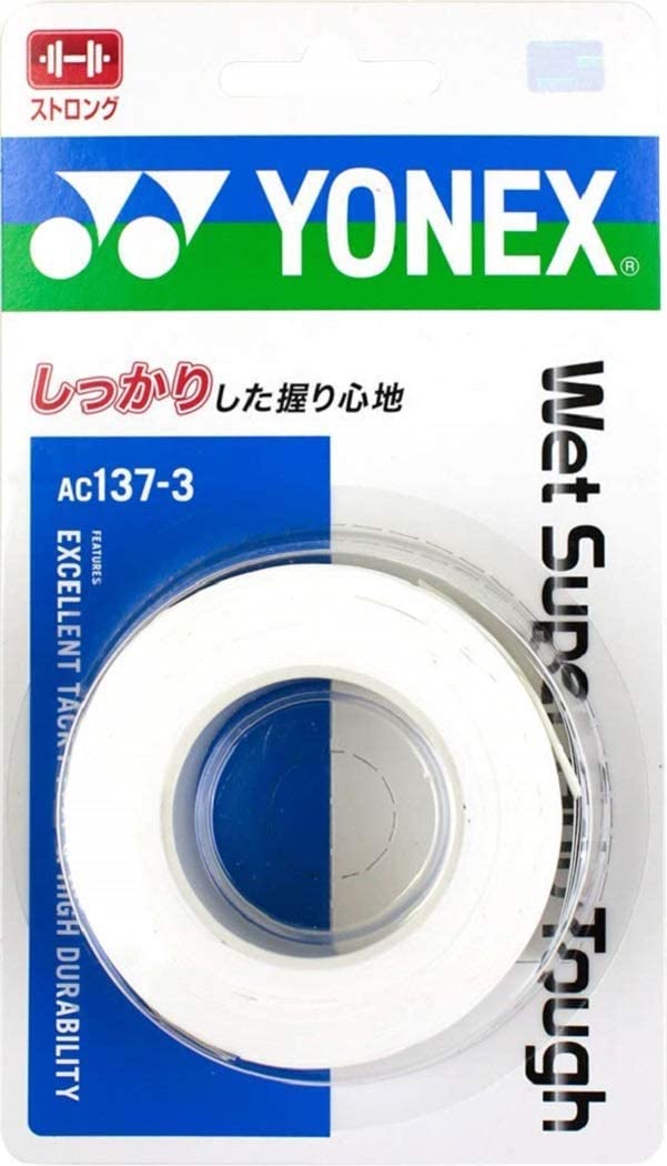 ヨネックス(YONEX) テニス バドミントン グリップテープ ウェットスーパーグリップタフ (3本入り) AC1373 ホワイト