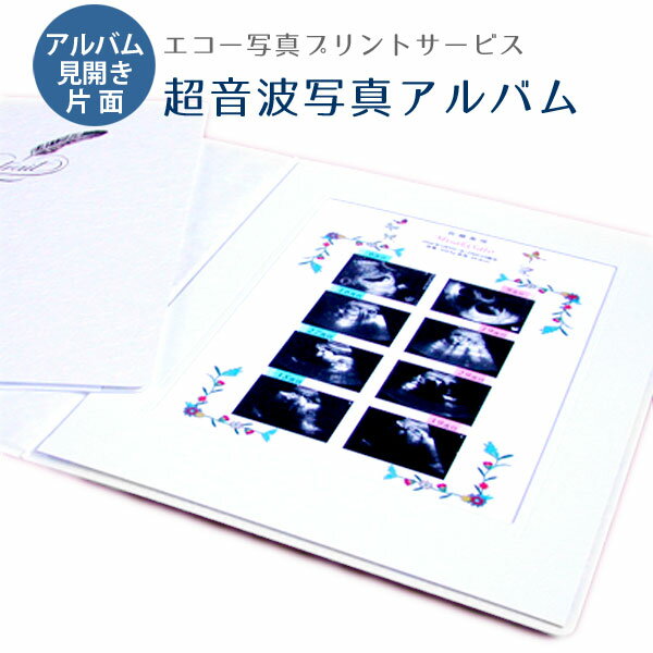 【送料無料】超音波写真アルバム フラワー ベーシック 台紙付き 赤ちゃんのオーダーエコー写真色褪せないプリントサービス 男の子 女の子