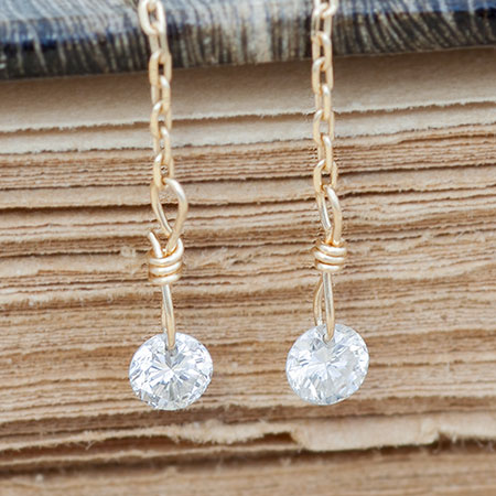 K18 K10 レーザーホール ダイヤモンド アメリカンピアス チェーンピアス フレームレスダイヤモンド Diamond ダイアモンド 0.16ct | ピアス レディース 小ぶり 18金 10金 ジュエリー 揺れる バレンタイン格安通販　バレンタイン　人気　ランキング