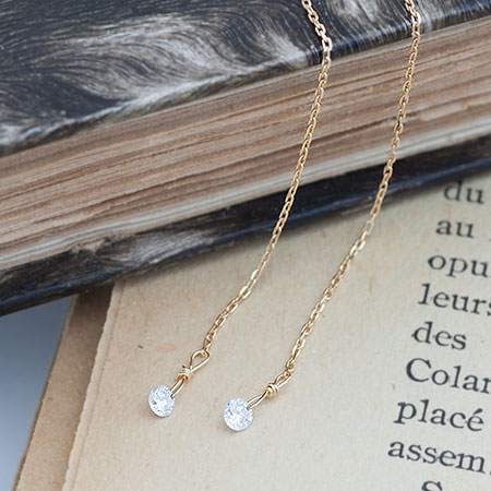 K18 K10 レーザーホール ダイヤモンド アメリカンピアス チェーンピアス フレームレスダイヤモンド Diamond ダイアモンド 0.16ct | ピアス レディース 小ぶり 18金 10金 ジュエリー 揺れる バレンタイン格安通販　バレンタイン　人気　ランキング