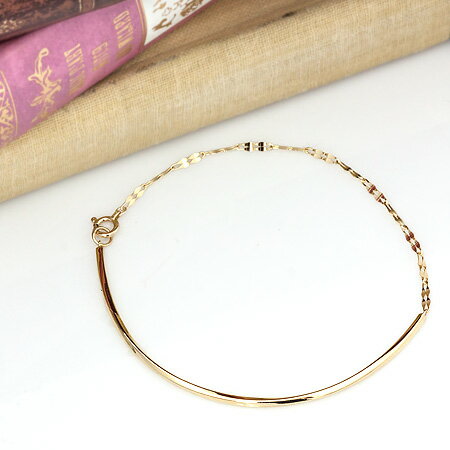 ハーフバングル 10k ゴールド チェーン バングル ブレスレット プラチナ 金 イエロー ピンク ホワイト