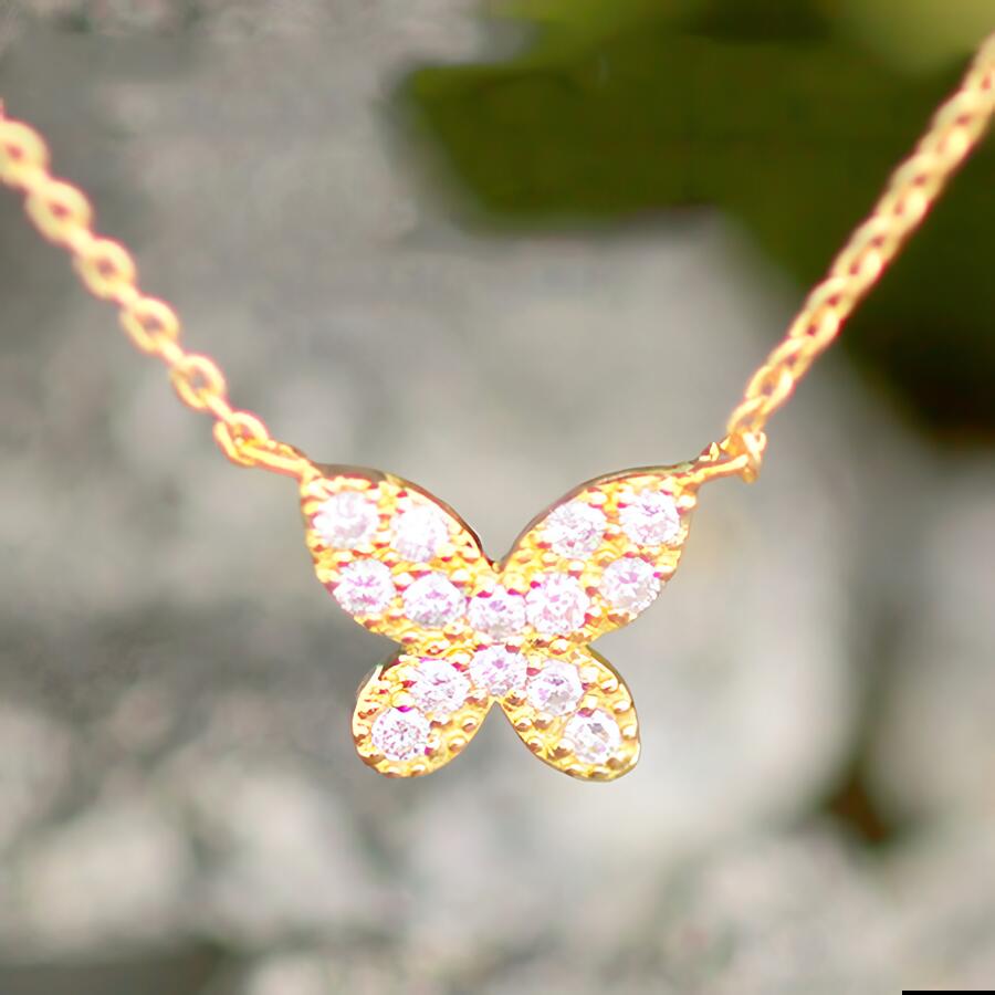 パヴェダイヤ バタフライアンクレット K18 K10 ゴールド バタフライ 0.15ct 蝶 パピヨン プラチナ 金 イエロー ピンク ホワイト