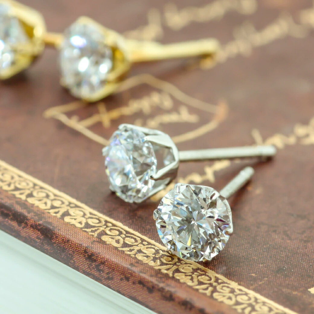 乐天商城 - 【ALTRO】《LAB》PT K18 6本爪 1.0ct (0.5ct/0.5ct) 一粒ダイヤモンド スタッドピアス 合成ダイヤモンド ハイグレード 高品質 プラチナ 金 イエロー K18YG ジュエリー 記念日 アニバーサリー 送料無料