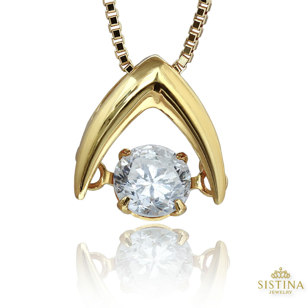 Rakuten - SISTINA 【1点限定】K18YG 天然ダイヤモンド ネックレス ダンシングストーン 0.3ct ご褒美ジュエリー プレゼント ギフト 贈り物 送料無料 馬蹄 V字 Vライン ベネチアンチェーン スライドチェーン スライドアジャスター 45cm