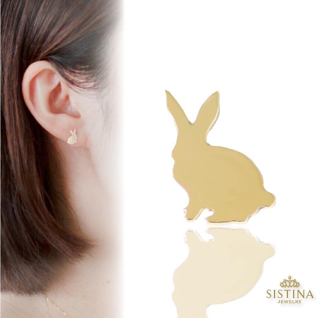 【Foresta～フォレスタ～】 片耳ピアス Rabbit ウサギ ラビット うさぎ 兎 森 モチーフ ピアス スタッドピアス ゴールド Gold 金 K10 10k 10金 システィーナ SISTINA