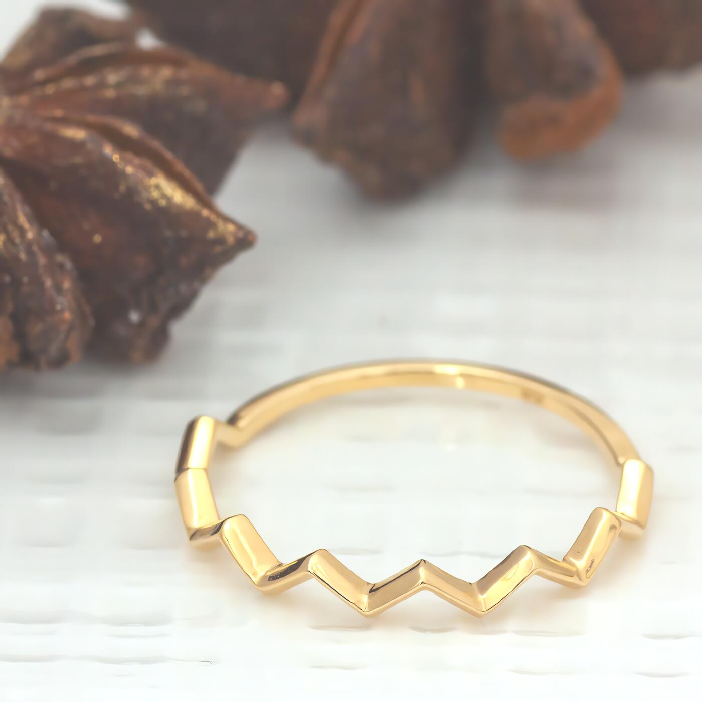 K18 K10 ゴールド リング frail -フレイル- ジャギー ジグザグ スタックリング ピンキーリング シンプル スタッキング レイヤード 細身 華奢 ...