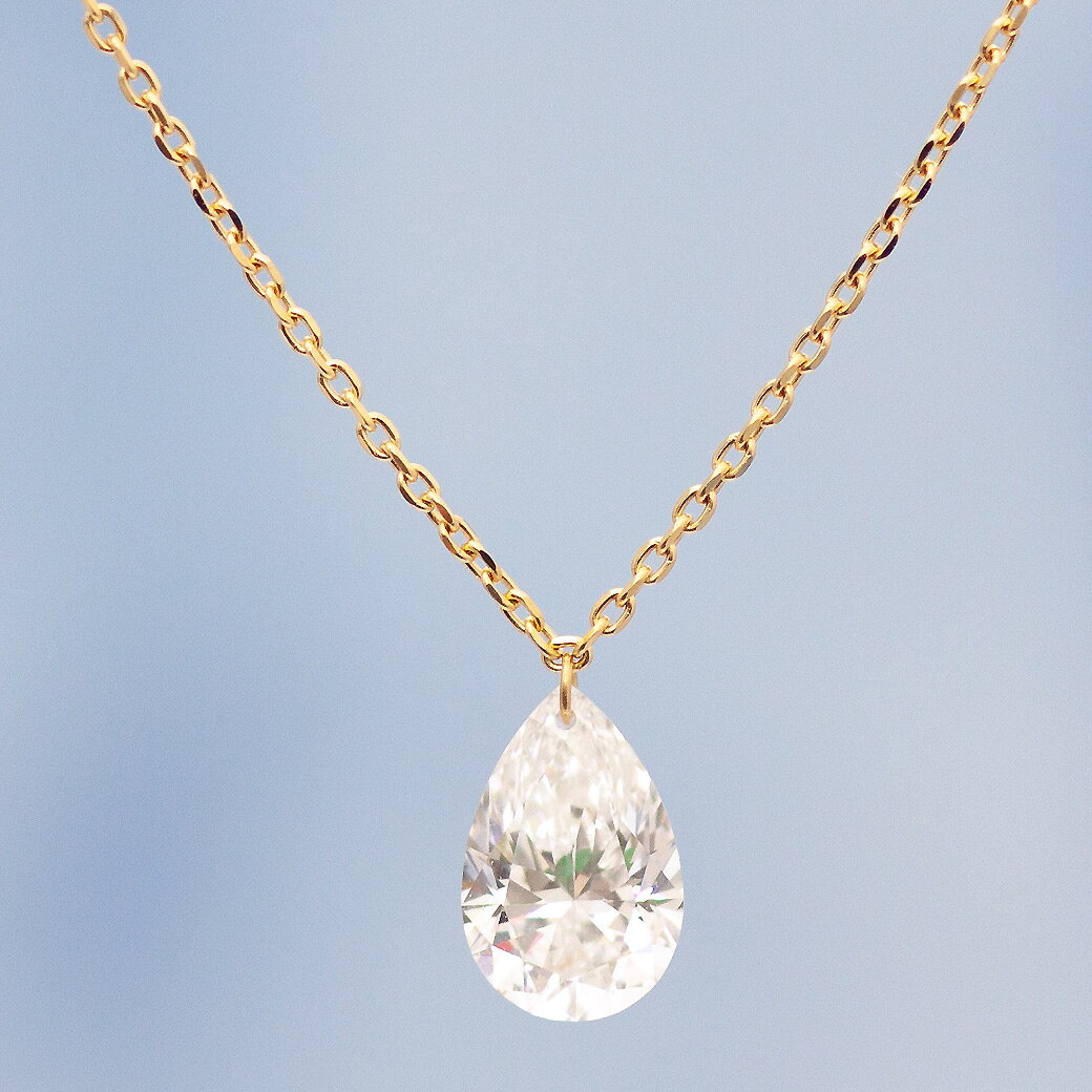 Rakuten - 【ALTRO アルトロ】 K18 K10 Lior リオール K18 ラボグロウンダイヤモンド ネックレス 1.0ct ペアシェイプ Dカラー VVSクラス レーザーホール 一粒 合成ダイヤモンド ドロップ 雫 フレームレス 穴あき ジュエリー 記念日 アニバーサリー 送料無料 10金 18金 YG