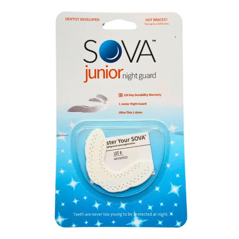 歯ぎしり対策　マウスピース　子供用　SOVA junior night guard　米国製　ソヴァ ジュニア ナイトガード　本体のみ　1.6mm　カスタムフィット　歯ぎしりグッズ　歯ぎしり防止　歯ぎしり改善　快適睡眠　歯の健康　歯の保護　キッズ　小顔　sサイズ