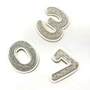 大きな数字ワッペン/ホワイトシルバー お名前 運動会 ナンバー ネーム 背番号 ゼッケン ワッペン 数字