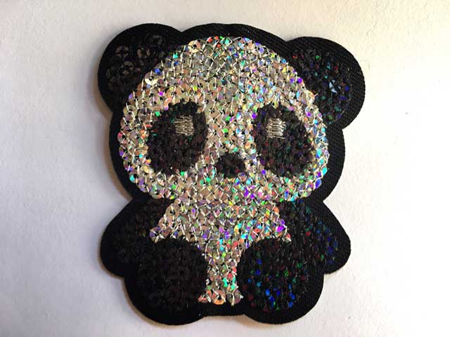 パンダワッペン「全身」「黒×シルバ...