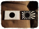 日本国旗&旭日旗ワッペン2枚セット「黒」