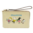 コーチ COACHxPEANUTS レザー コーナージップ リストレットポーチ/ミニポーチ CF213 アイボリー 未使用品 【中古】【コンビニ受取対応商品】