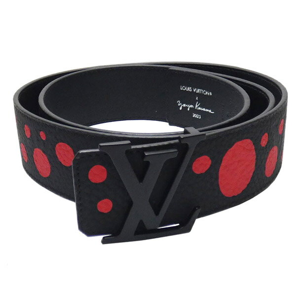 LOUIS VUITTON - ルイ・ヴィトン　LOUIS VUITTON　LVxYK　ベルト　サンチュール・LVイニシャル　40MM　　M0673U　サイズ90　草間彌生　インフィニティドット　ブラック/レッド【中古】【コンビニ受取対応商品】