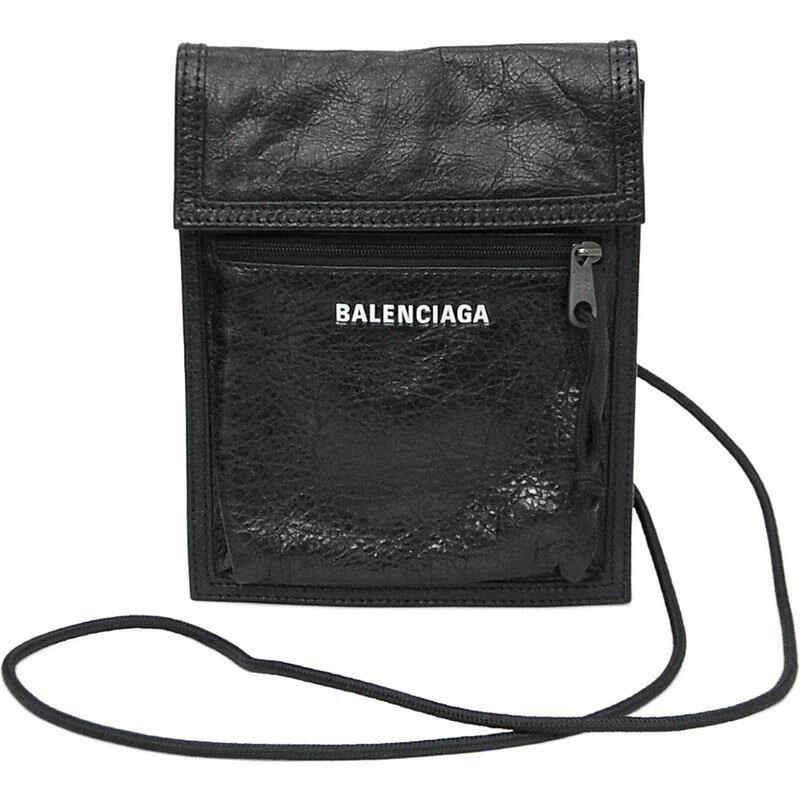 バレンシアガ BALENCIAGA レザー エクスプローラー ポシェット/ショルダーバッグ 532298 ブラック 【中古】【コンビニ受取対応商品】