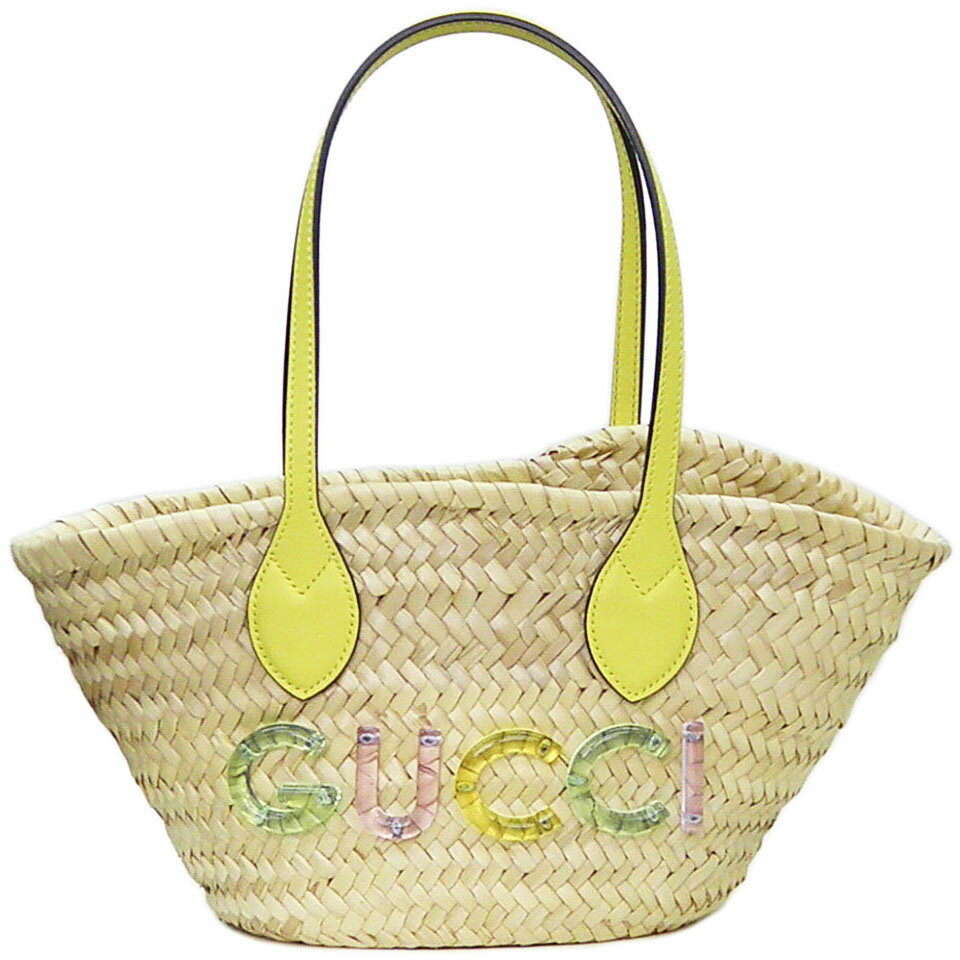 樂天商城 - グッチ　GUCCI　ロゴ　ミニ　かごバッグ　ストローバッグ　トートバッグ　ハンドバッグ　782381　新品同様　【中古】【コンビニ受取対応商品】