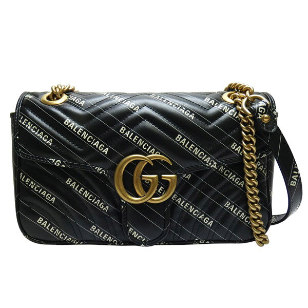 樂天商城 - グッチ　GUCCIxBALENCIAGA　グッチxバレンシアガ　ハッカープロジェクト　GGマーモント　スモールショルダーバッグ　443497　ブラック　【中古】【コンビニ受取対応商品】