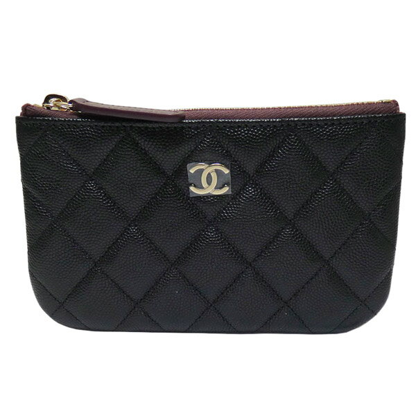 シャネル　CHANEL　キャビアスキン　マトラッセ　クラシック スモール ジップ ポーチ　AP4020　ブラック　ゴールド金具【中古】【コンビニ受取対応商品】