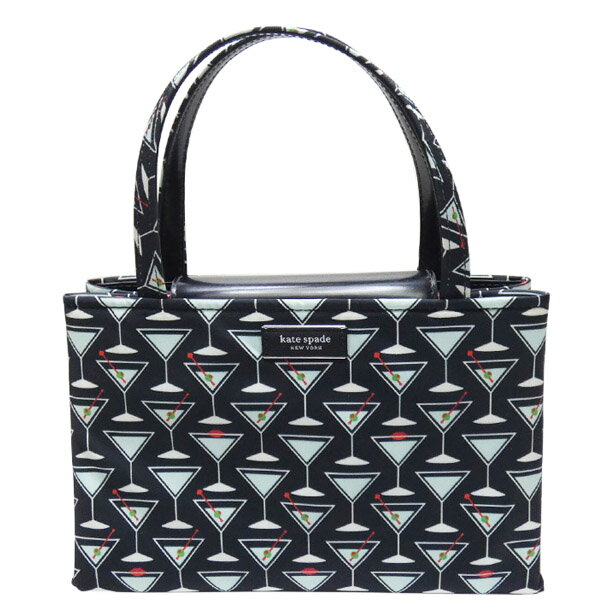 樂天商城 - kate　spade　ケイトスペード　2WAYハンドバッグ/ショルダーバッグ　KD007　カクテルグラス　ポリエステル/レザー　ブラック/ライトブルー　【中古】【コンビニ受取対応商品】