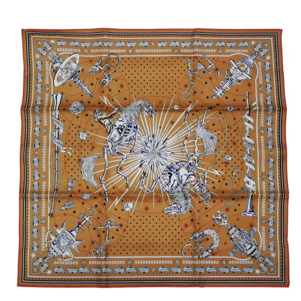 エルメス　HERMES　シルクバンダナ55/カレ55　コーラスステラルム　ベージュドレ/ブラン/ノワール　新品同様　【中古】【あす楽対応_東海】【コンビニ受取対応商品】のサムネイル